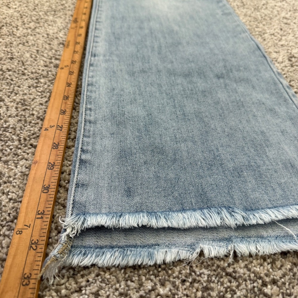 Risen Jeans Womens 9 Light Wash High Rise Wide Leg Frayed Raw Hem Boho Western - Picture 9 of 10